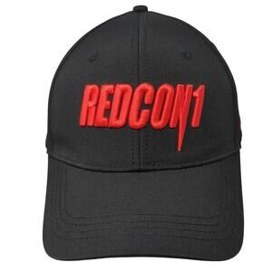 Redcon1 Snapback Cap Black One Size Adjustable Embroidered 6 Panel Cotton